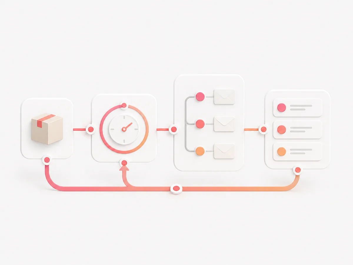 Conceptual automation flow from an order to invitations and incoming responses